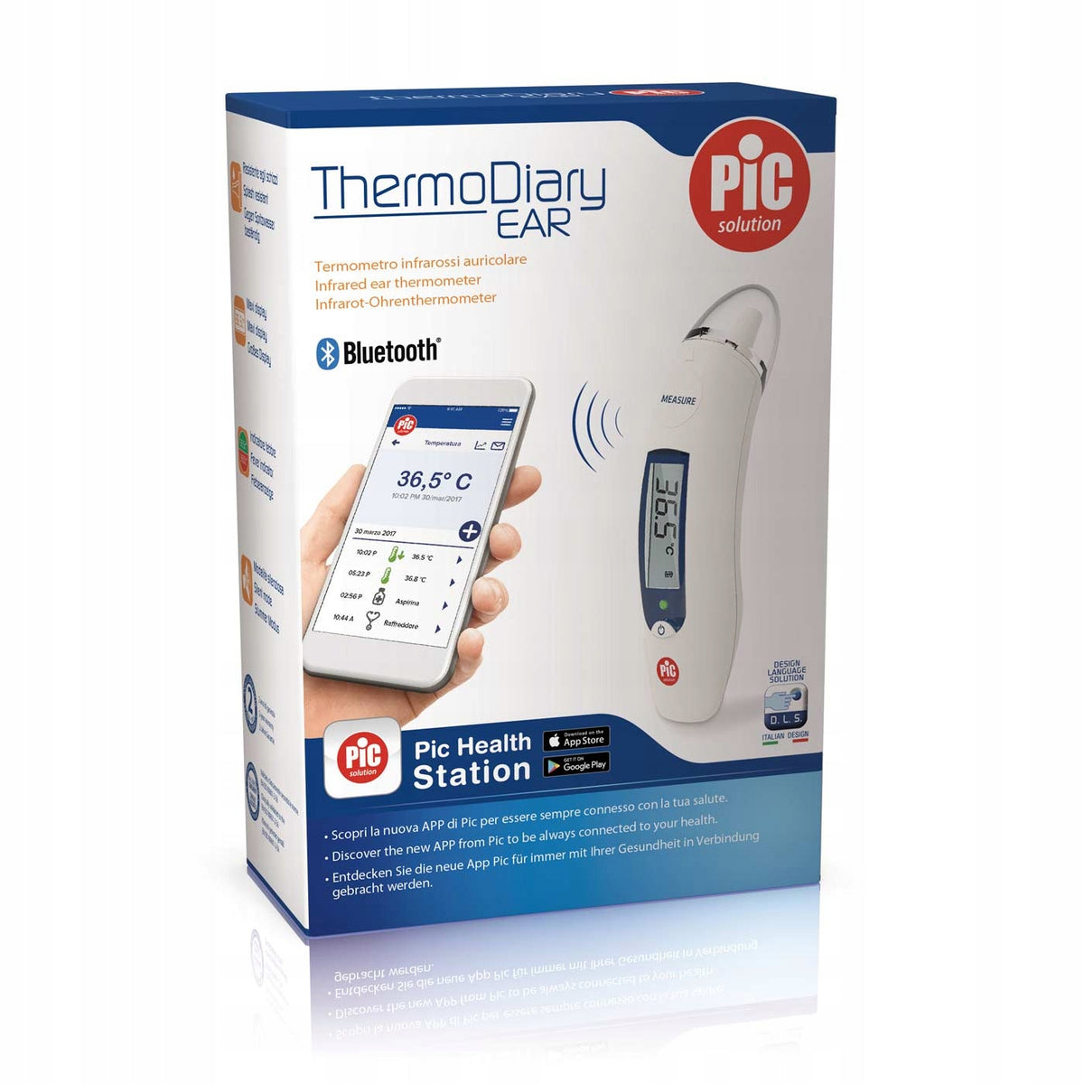 Electronic Ear Thermometer PiC Solution PIC ThermoDiary Ear Bluetooth