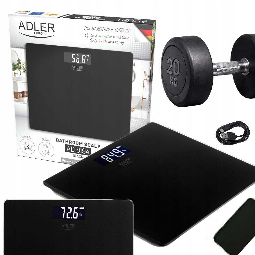 Electronic bathroom scale Adler Europe AD8194 180Kg Black