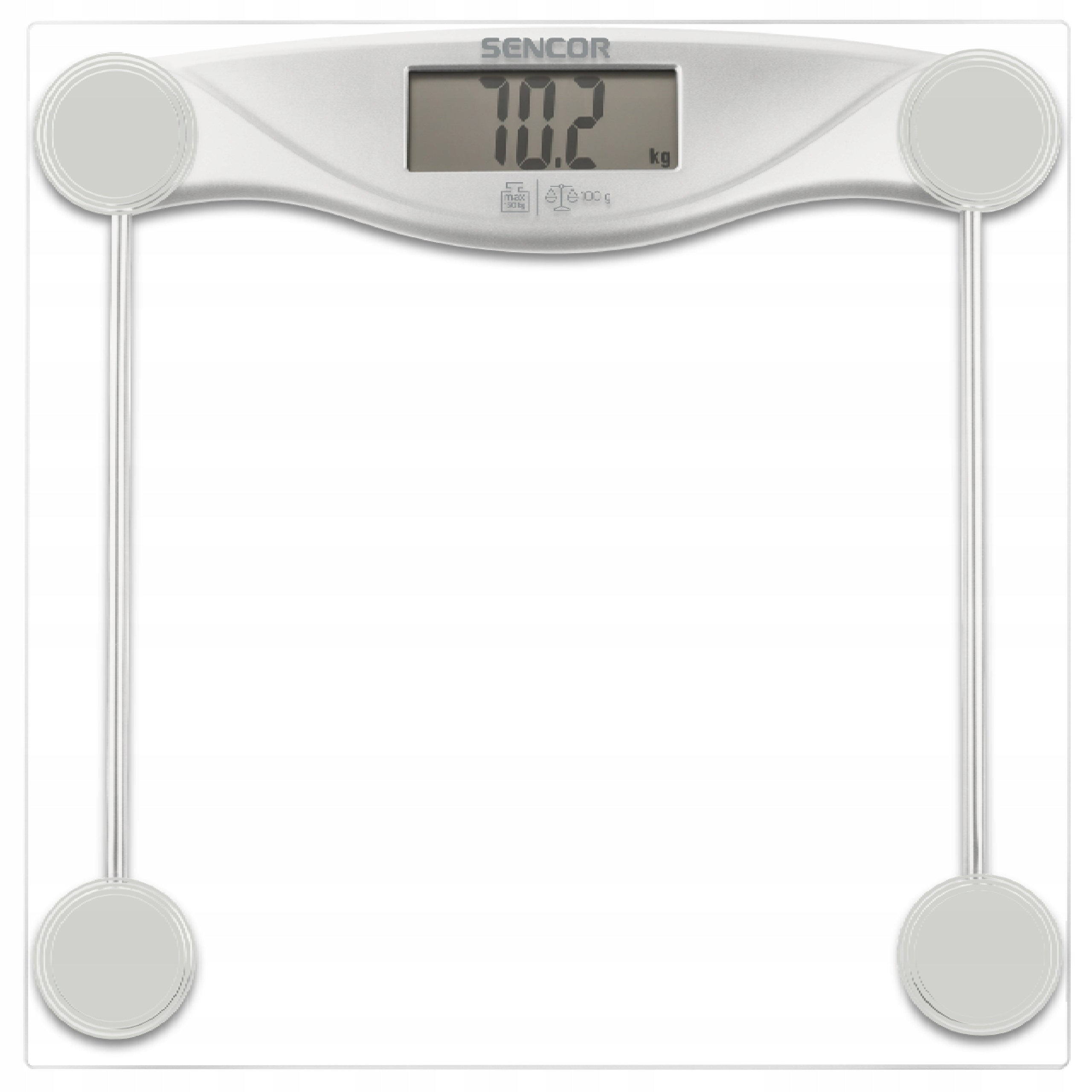 Electronic bathroom scale up to 150 kg LCD glass white Sencor SBS 113SL