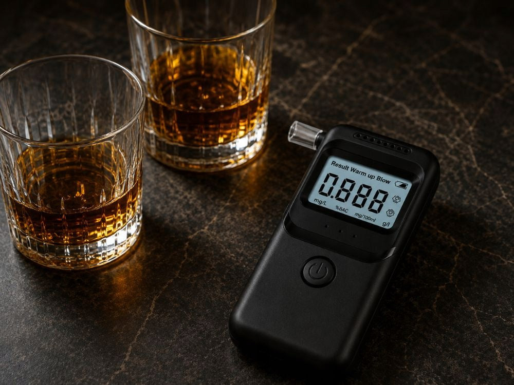 Electronic breathalyzer digital lcd sobriety tester + 5 mouthpieces black Model MR997