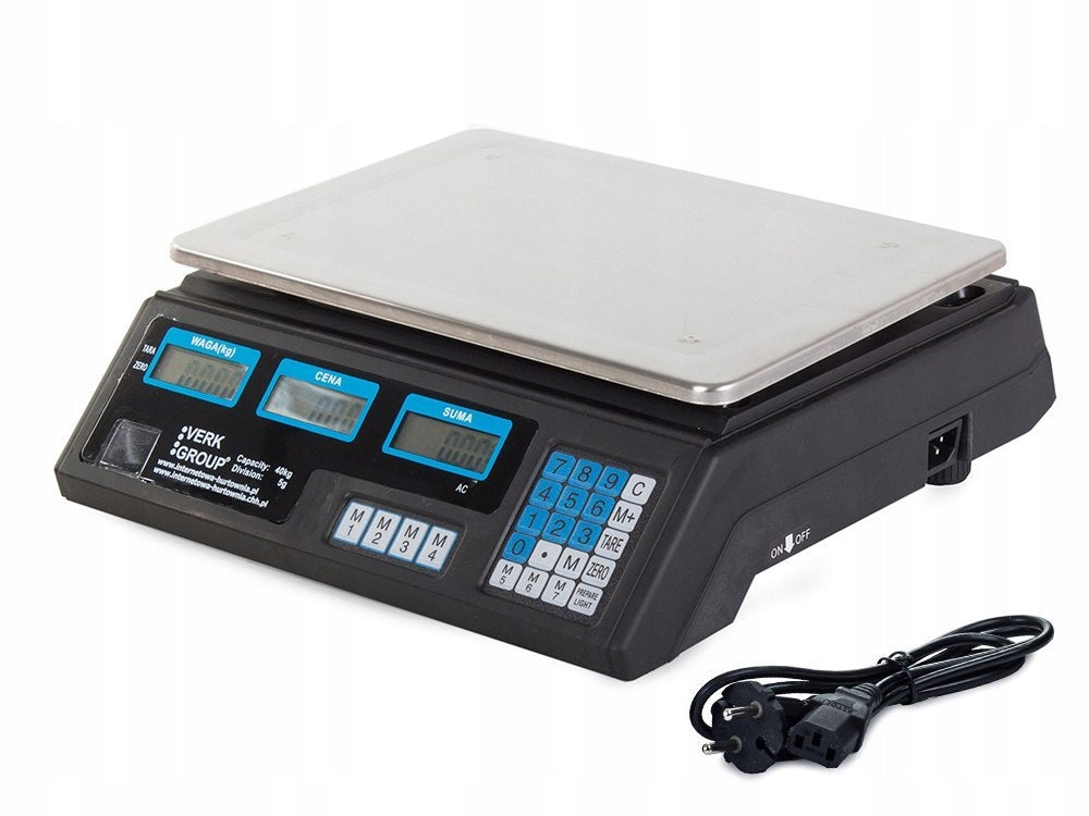 Electronic shop scale 40kg PL AKU and 230V LCD CALCULATION In_Stock Scale type store