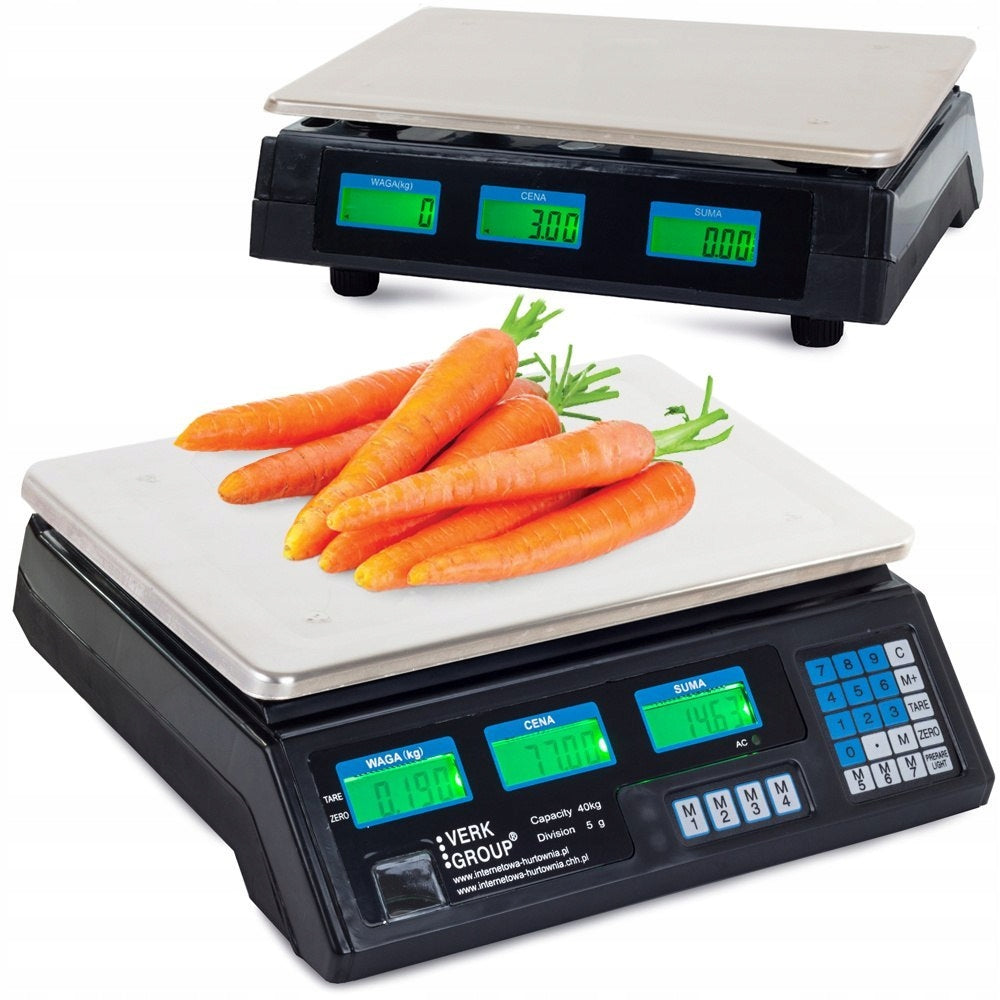 Electronic shop scale 40kg PL AKU and 230V LCD CALCULATION In_Stock