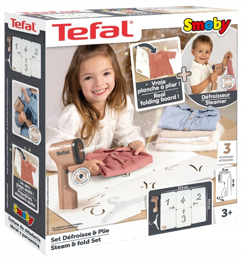 Electronic steamer for children Tefal clothes folding set Smoby