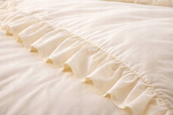 Elegant bedding 160x200 with frill | boho glamour style | CREAM | QUALITY Manufacturer code ffb160