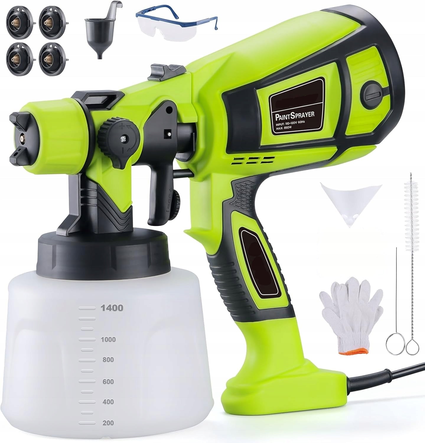 Elektryczny pistolet natryskowy dla farb 800W 1400ml 4 dysze 1200ml/min