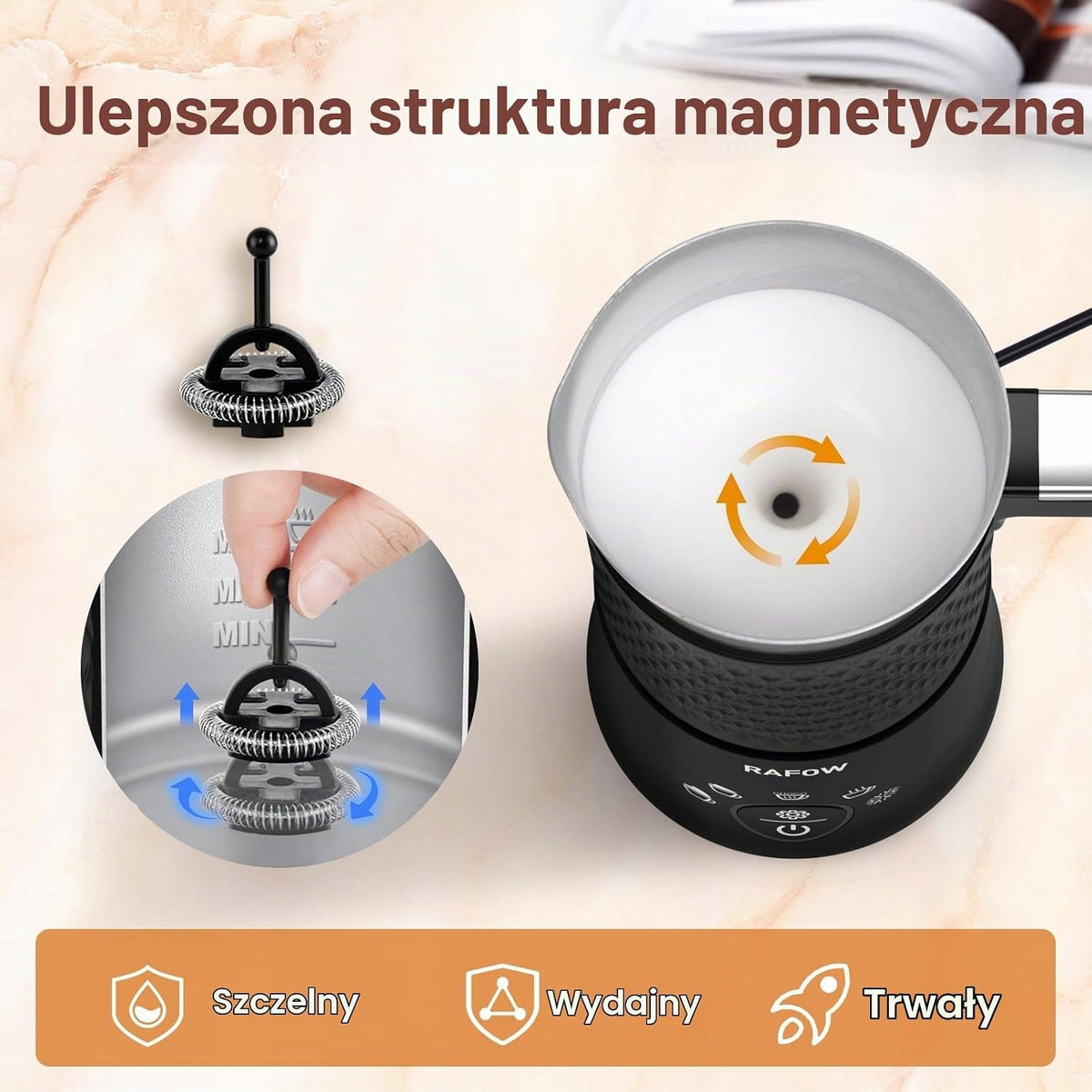 Elektryczny spieniacz mleka 5w1 automatyczny 350ml duża pojemność cichy Brand no brand