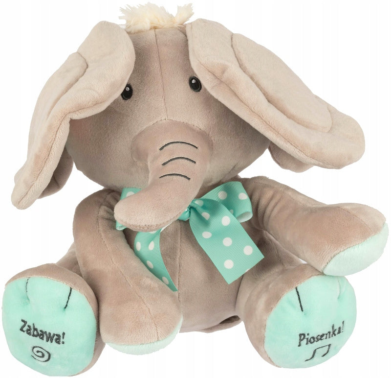 Elephant AKUKU says sings in Polish Peekaboo Sleeper moves Ears Brand Madej