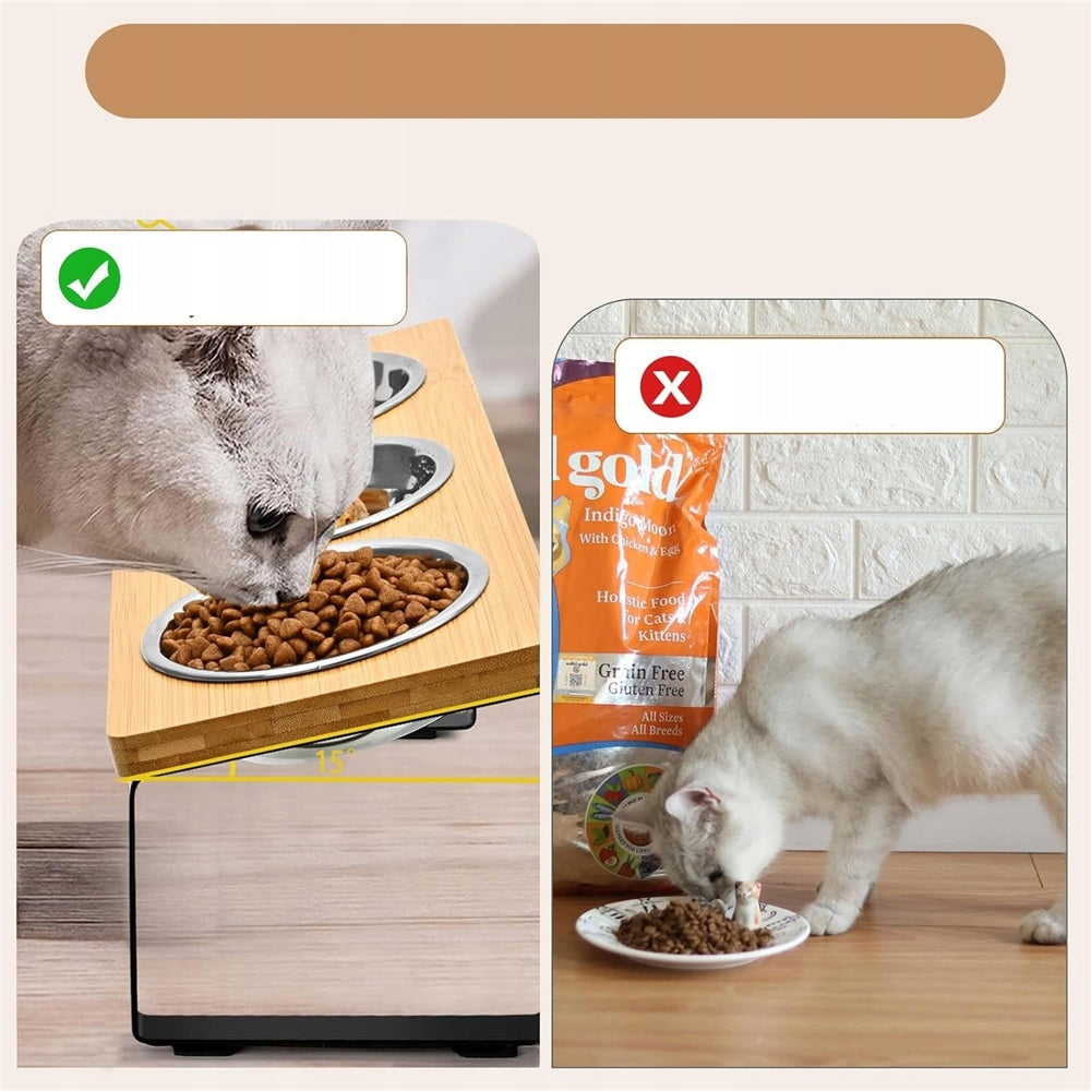 Elevated Stand Feeder 3 Bowls, Elevated Cat Bowls Brand no brand