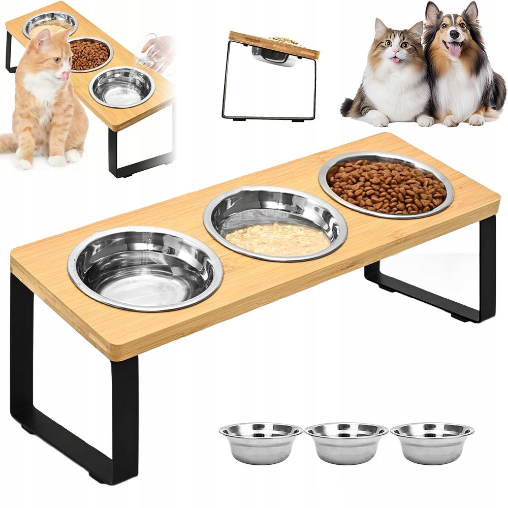 Elevated Stand Feeder 3 Bowls, Elevated Cat Bowls