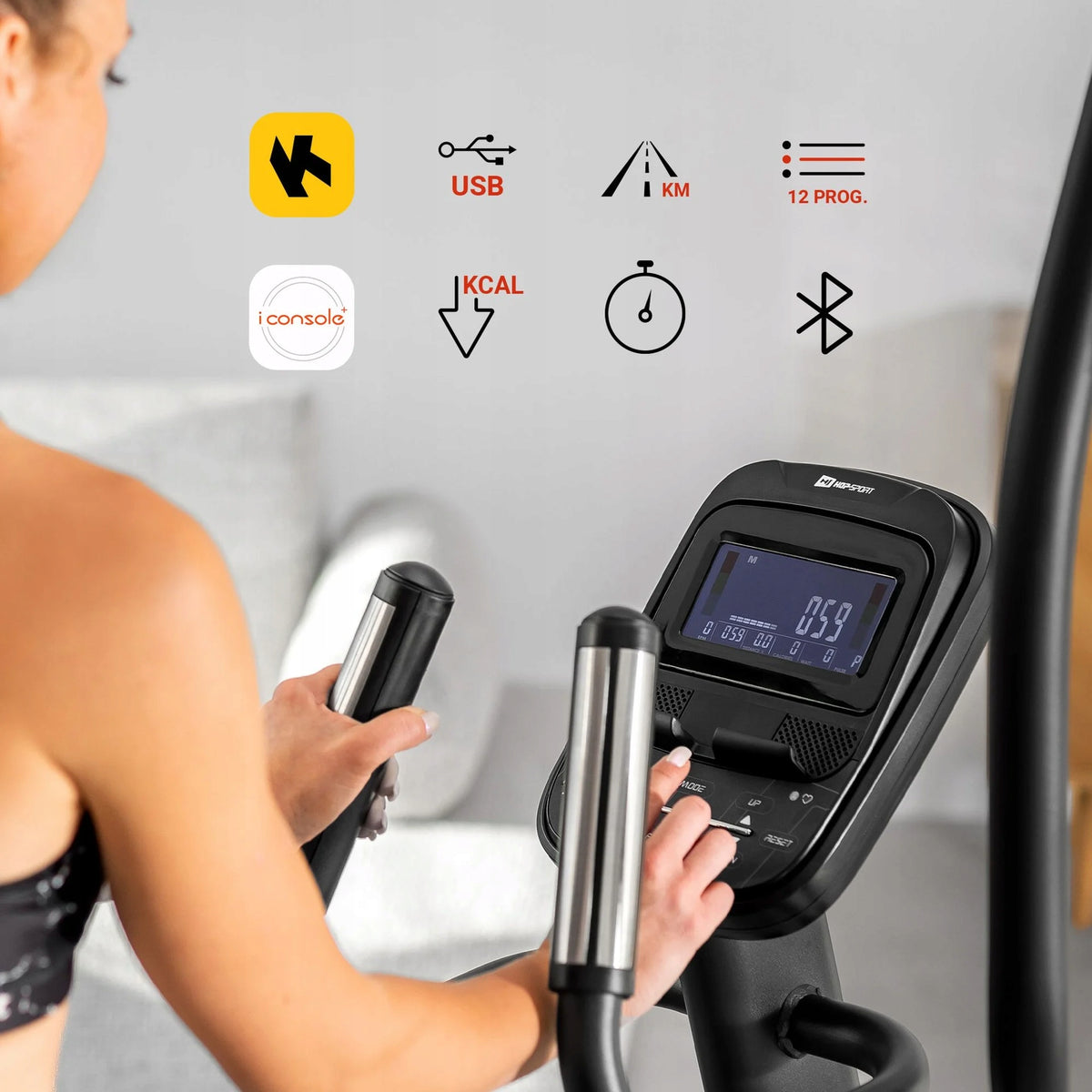 Elliptical Trainer Orbi-trek Electromagnetic Stationary Bike Folding Manufacturer code HS-095CF szary