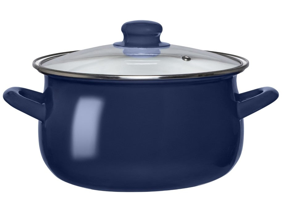 Enamel induction pot with gas lid Altom Design navy blue 3,5 l