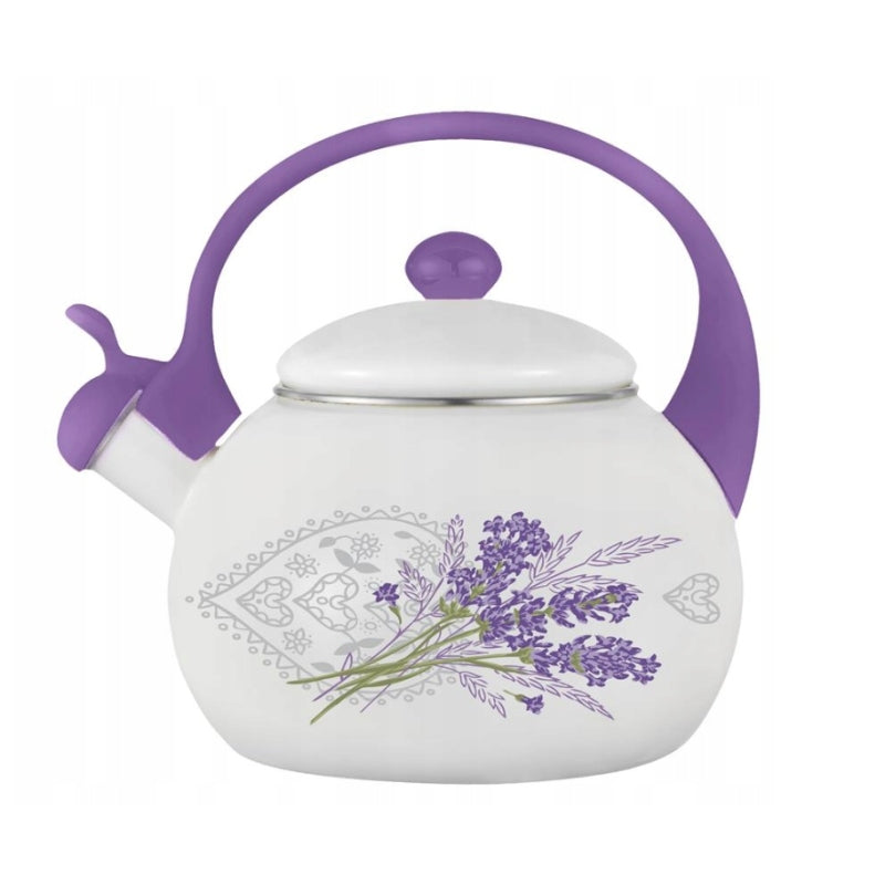 Enamel kettle 2,2L LAVENDER traditional steel for gas induction classic