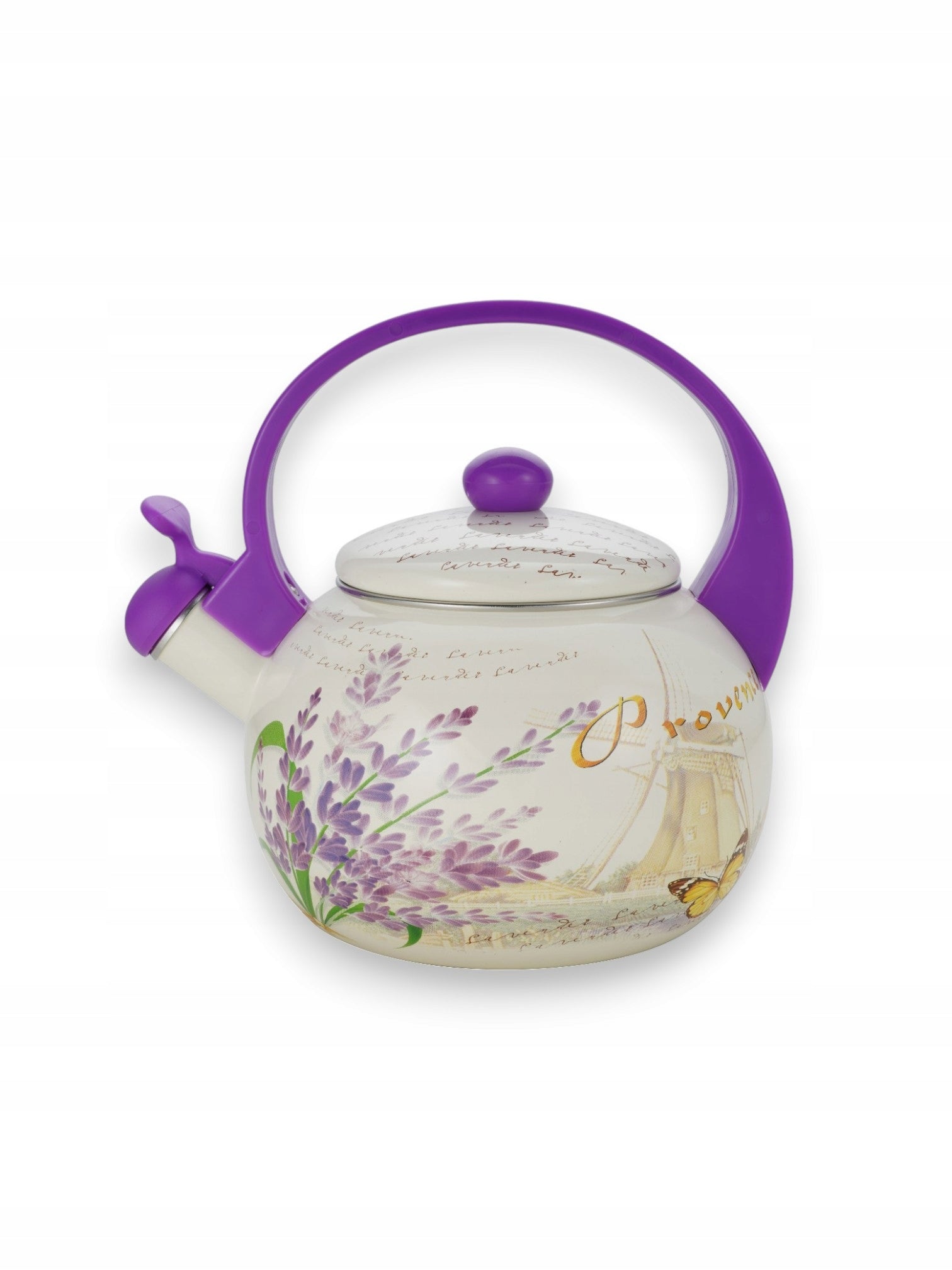 Enamel kettle with whistle 2.2L enamel for gas lavender MASTERPAN