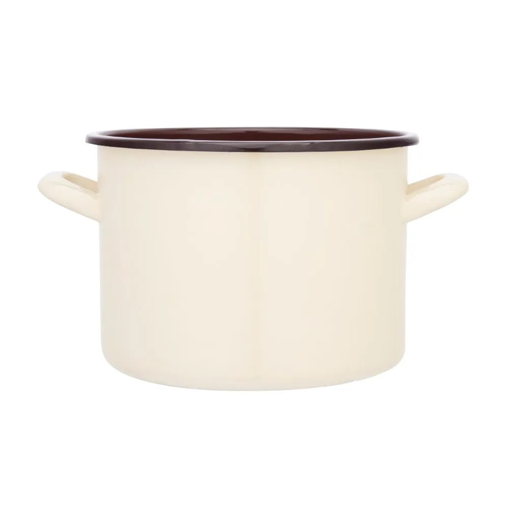 Enamel pot 4,4 l Silesia cream dark center 20 cm traditional