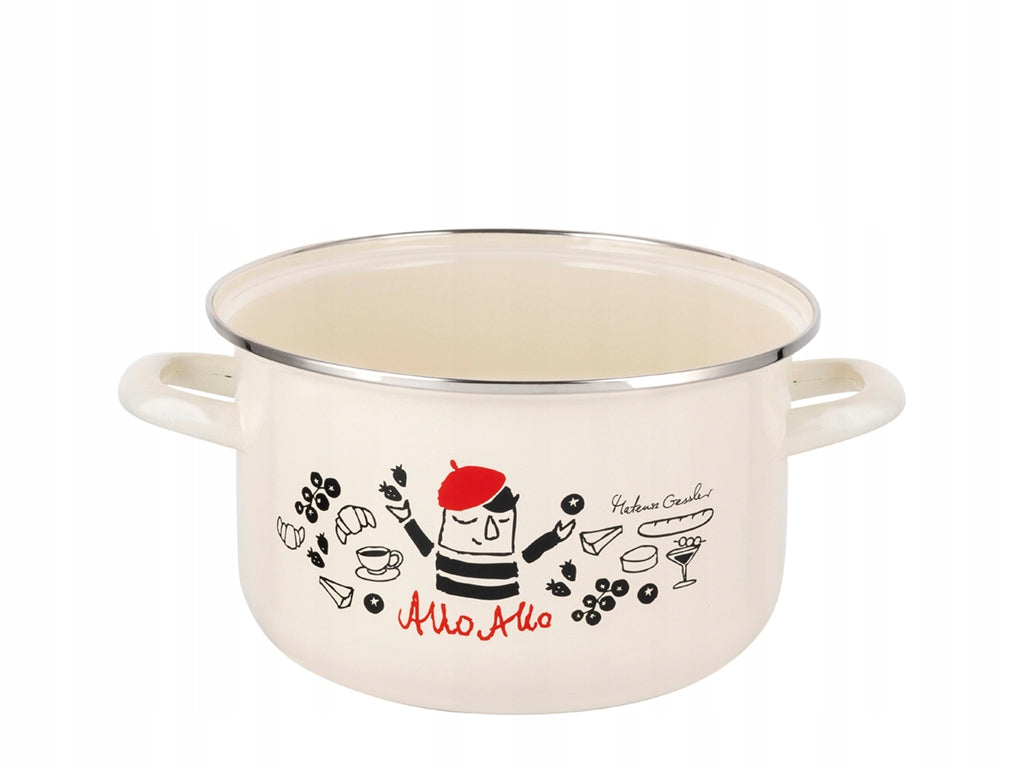 Enamel pot Emalia Pleszew Allo 18 cm 3L white for induction