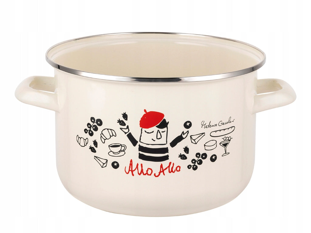 Enamel pot Emalia Pleszew Allo 22 cm 6L white large induction