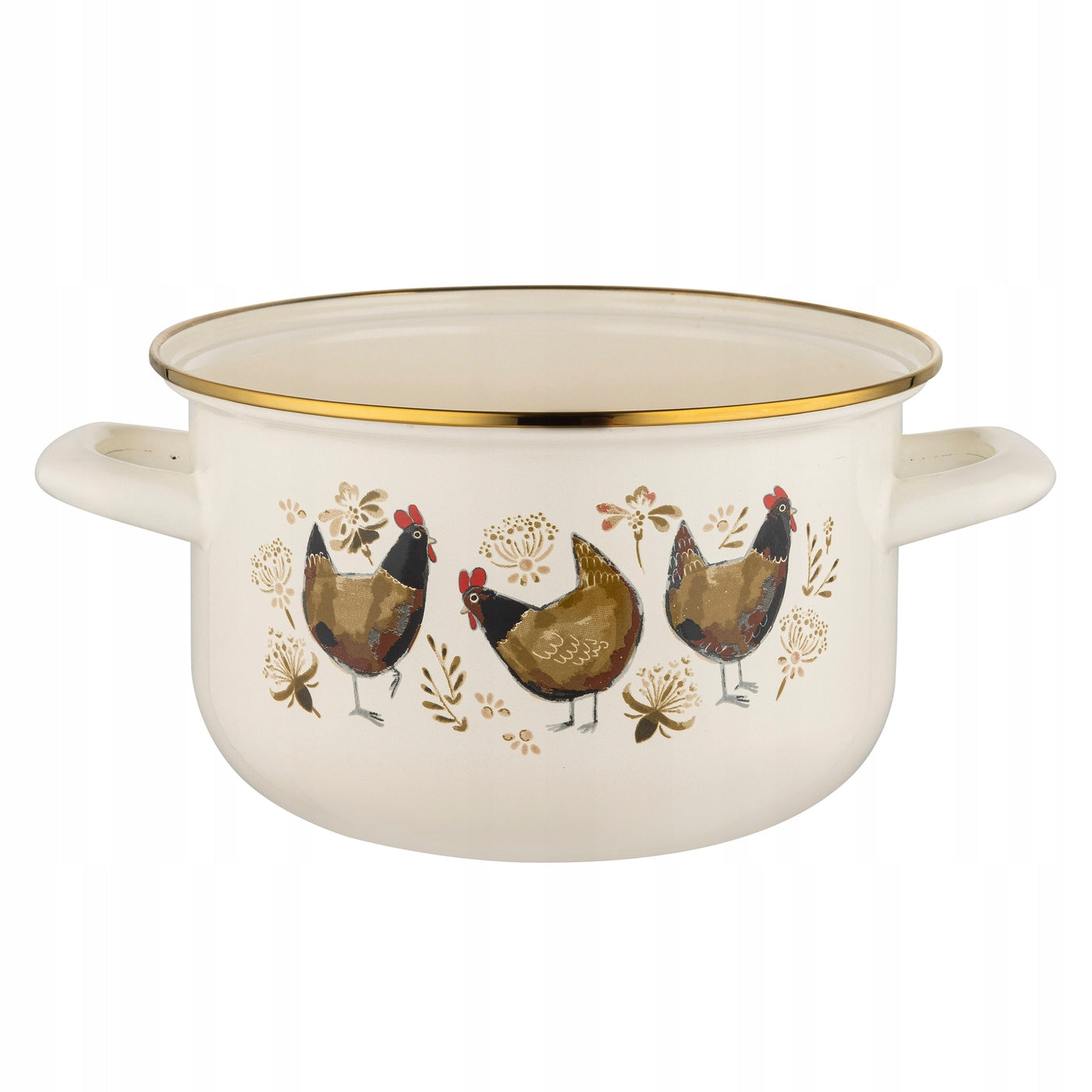 Enamel pot Emalia Pleszew Gold Chicken 22 cm 6L beige induction