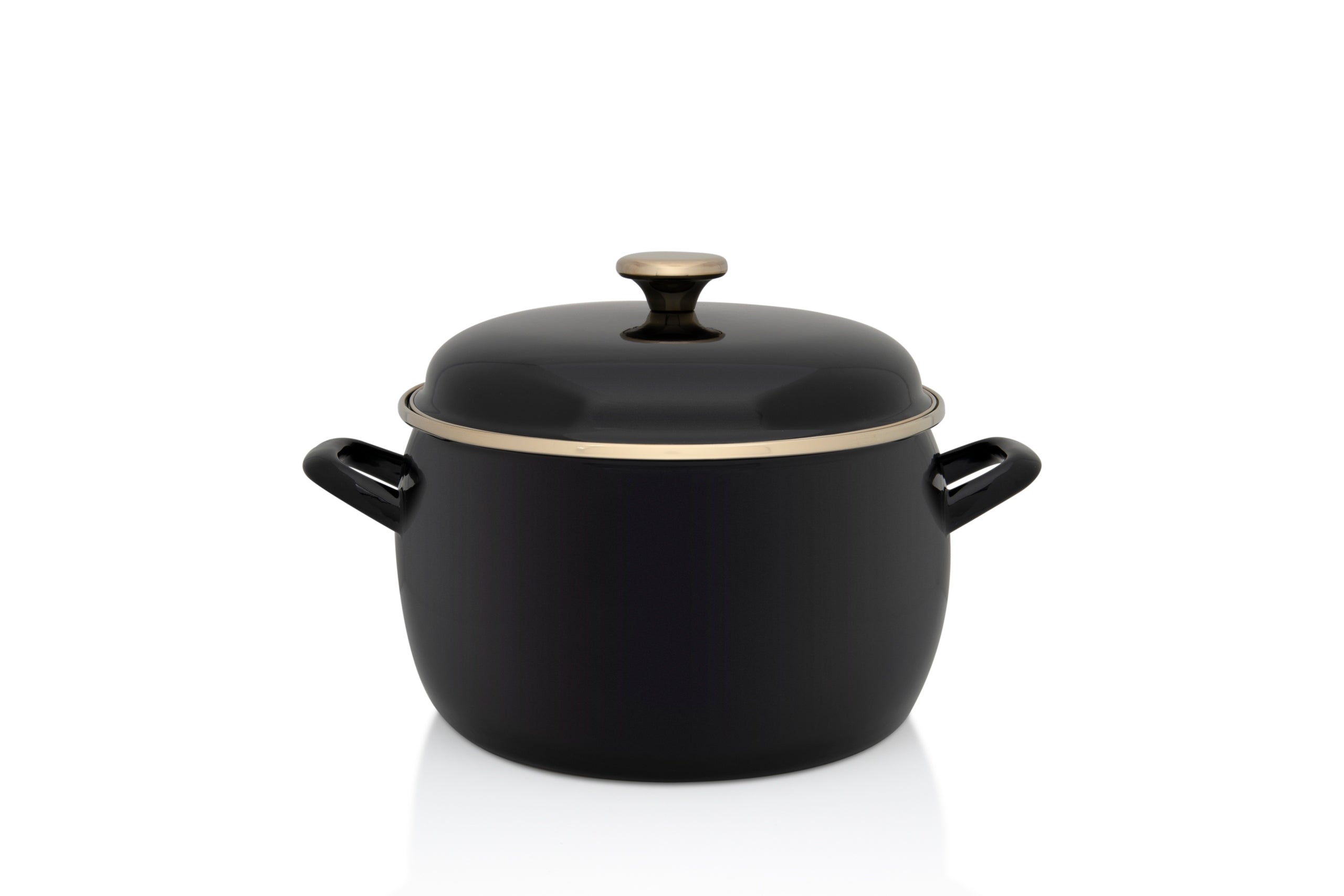 Enamel pot INDUCTION 24 cm 7.5L, classic vintage black, Black