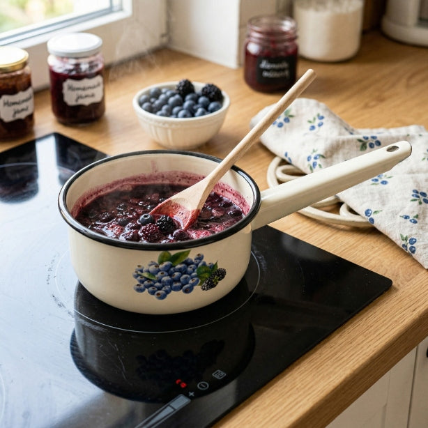 Enamel roundabout Emalia Pleszew Blueberry 16 cm 1,3 l induction gas Packaging status original