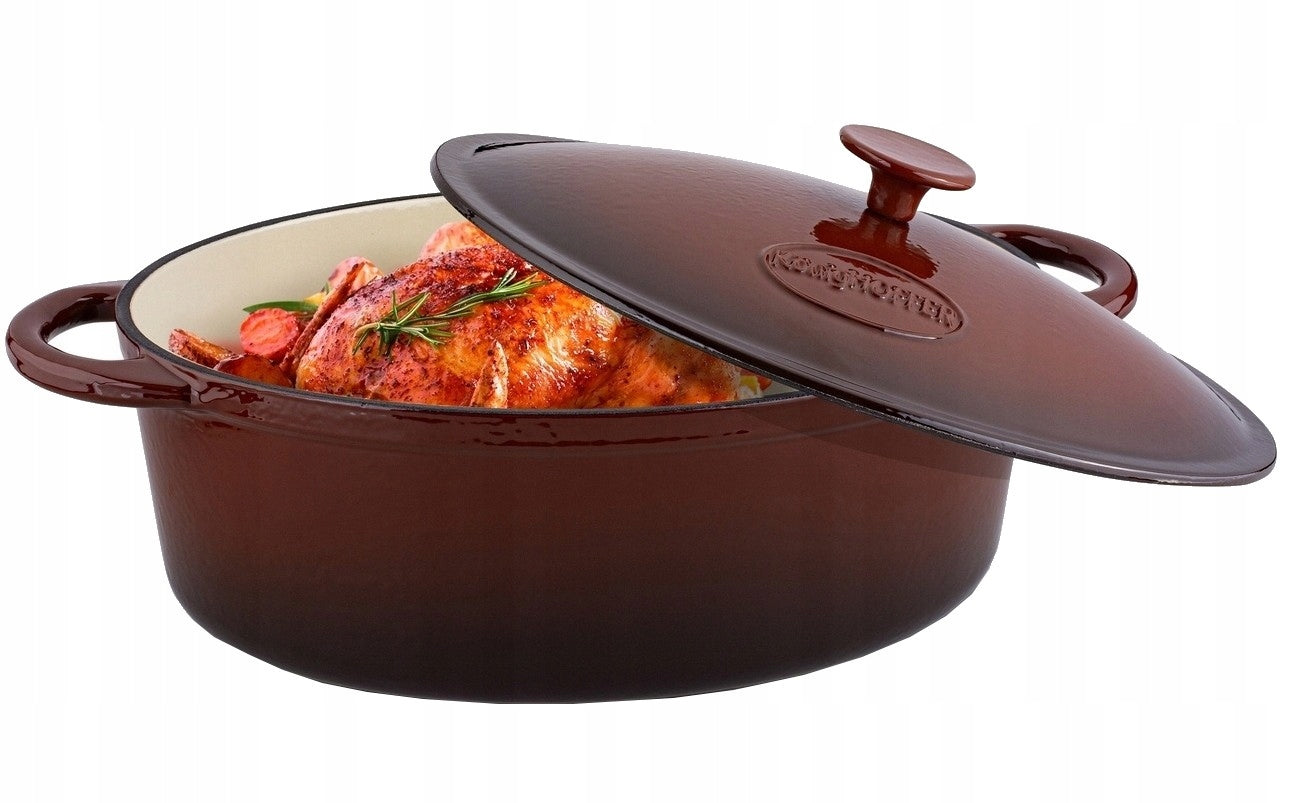 Enameled CAST IRON PAN 6,4 L Deep Gooseberry with Lid INDUCTION GAS Manufacturer code 5907558787276