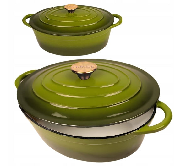 Enameled cast iron pan 6L OLIVE Packaging status original