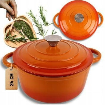 Enameled cast iron pot 24cm orange HAGE