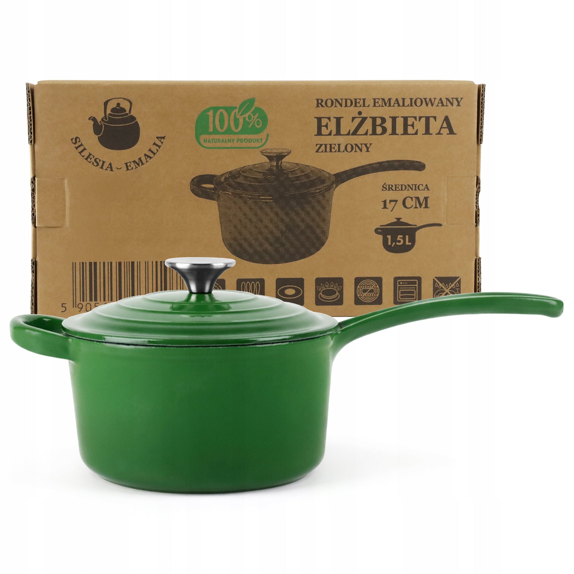 Enameled cast iron roundabout 17,5cm green INDUCTION GAS OVEN