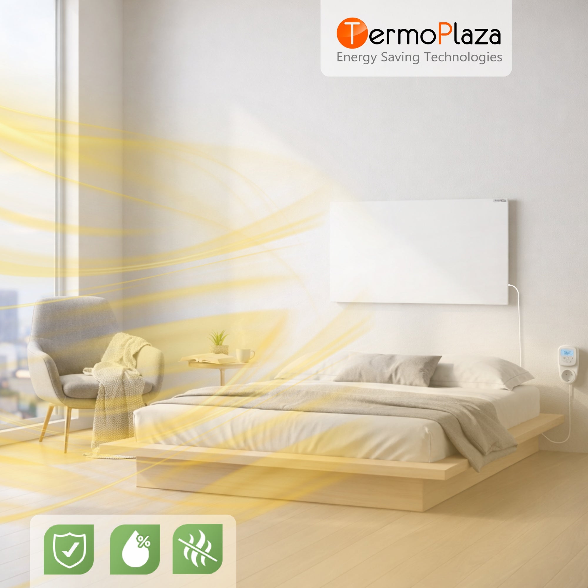 Energy Efficient Electric Heater 550W 14m Infrared Wi-Fi Radiator Packaging status original
