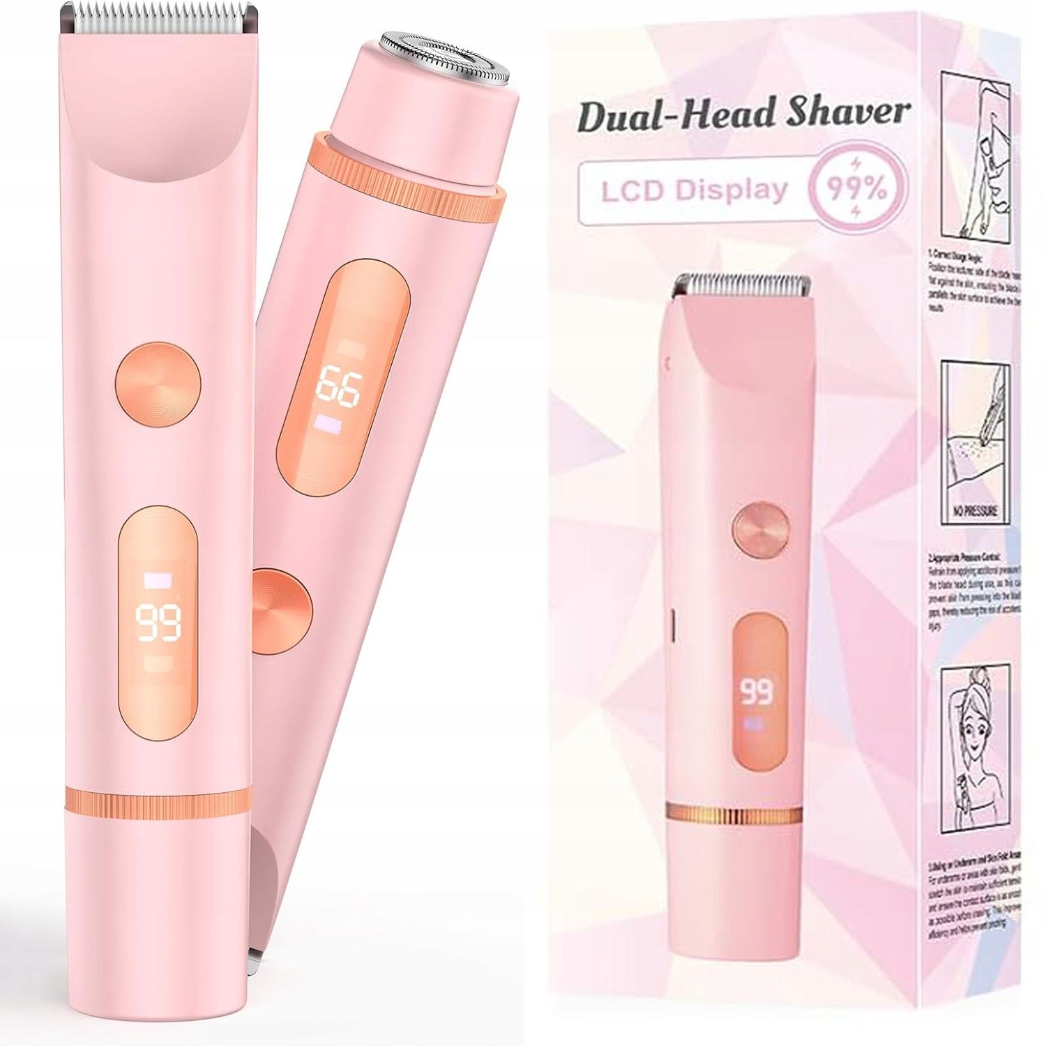 Epilator BEDEE 2in1 Cordless Bikini Shaver Women Waterproof Pink