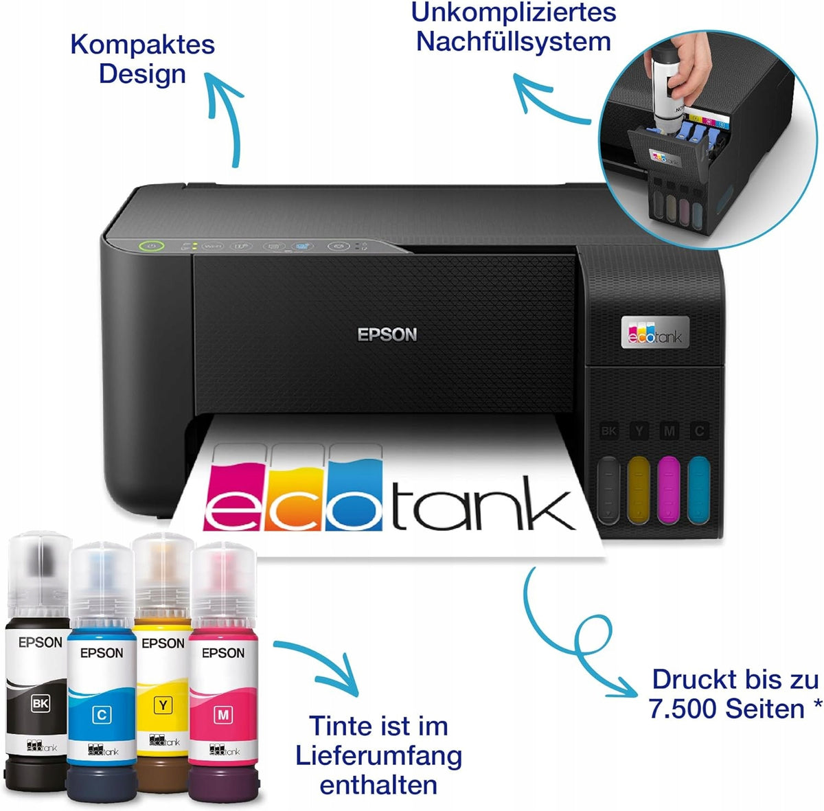 Epson EcoTank ET-2862 DIN-A4 Multifunction Wi-Fi Inkjet Printer Brand Epson