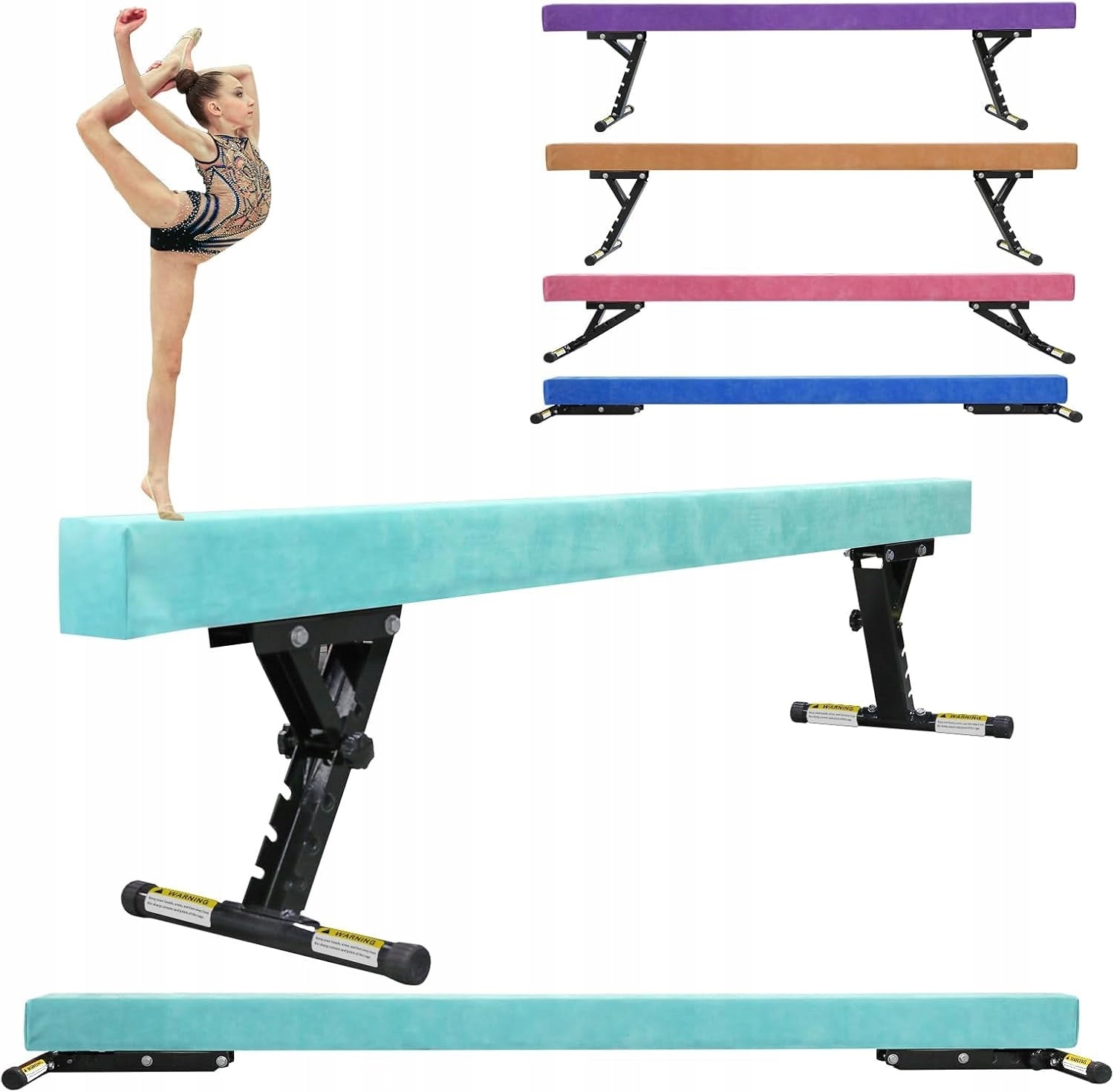 Equivalent gymnastic beam for children, foldable, 244 cm, 5 levels
