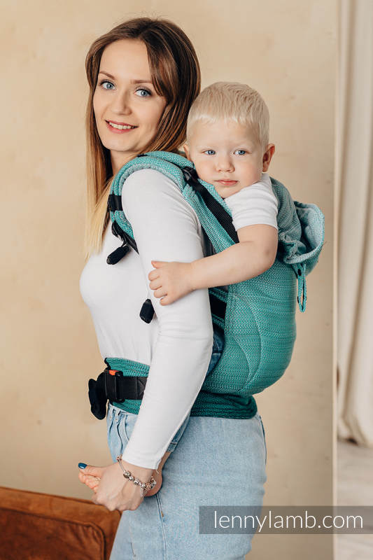 Ergonomic Carrier LennyGo,100% cotton r. Baby - OMBRE GREEN Manufacturer code LNN_GO_BB_LTTL_HRRNGBN_OMBR_ENTWN