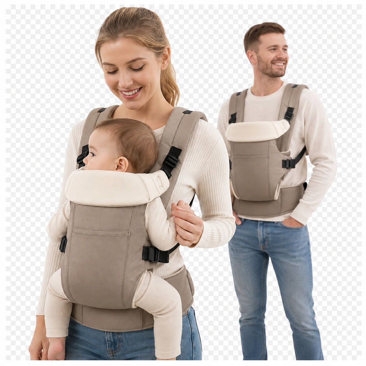 Ergonomic Carrier Neck and Lumbar Support from Birth 3,5-15 kg Beige