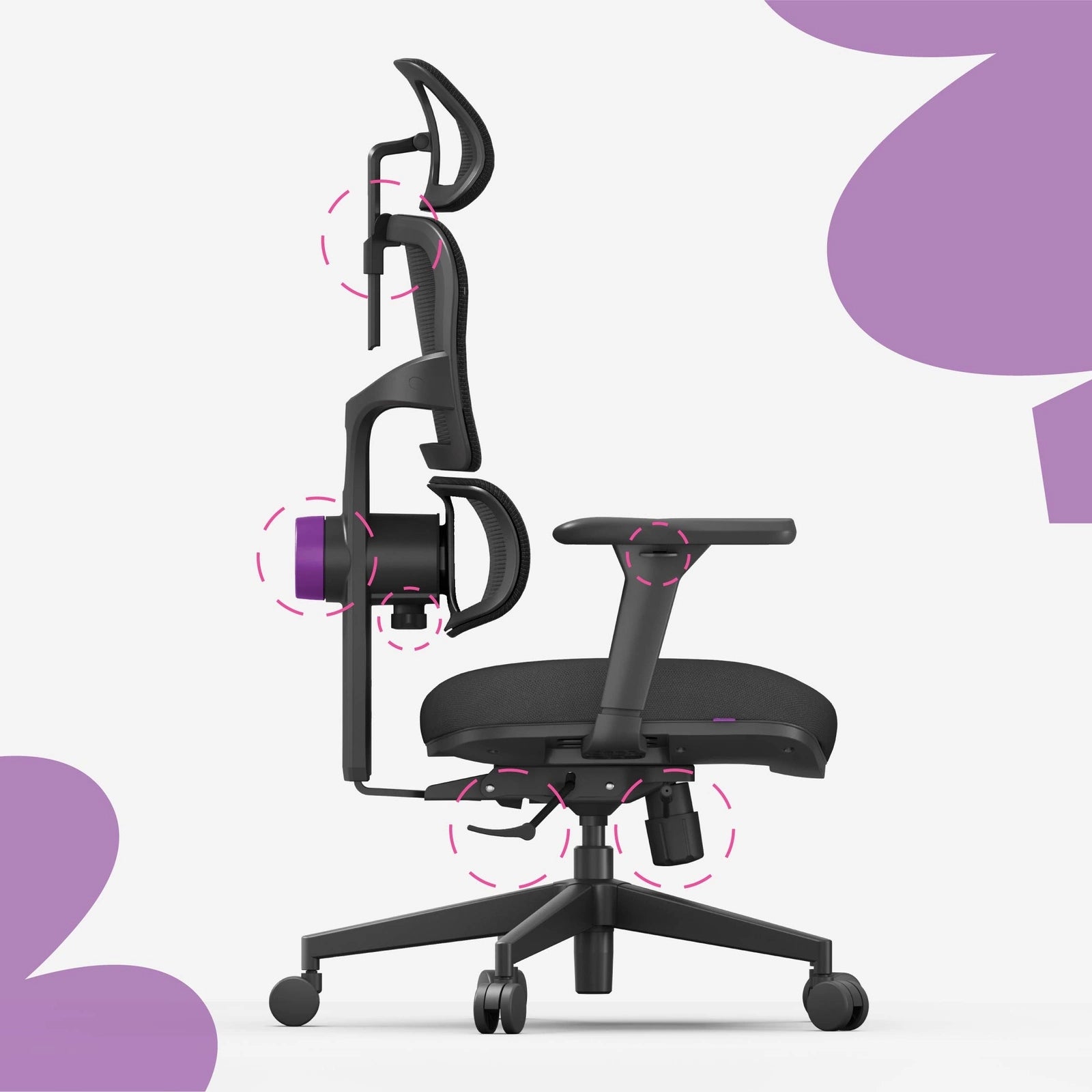 Ergonomic office chair ADJUSTABLE 136kg Spacetronik swivel black Manufacturer code SPC-LUMBO-33B