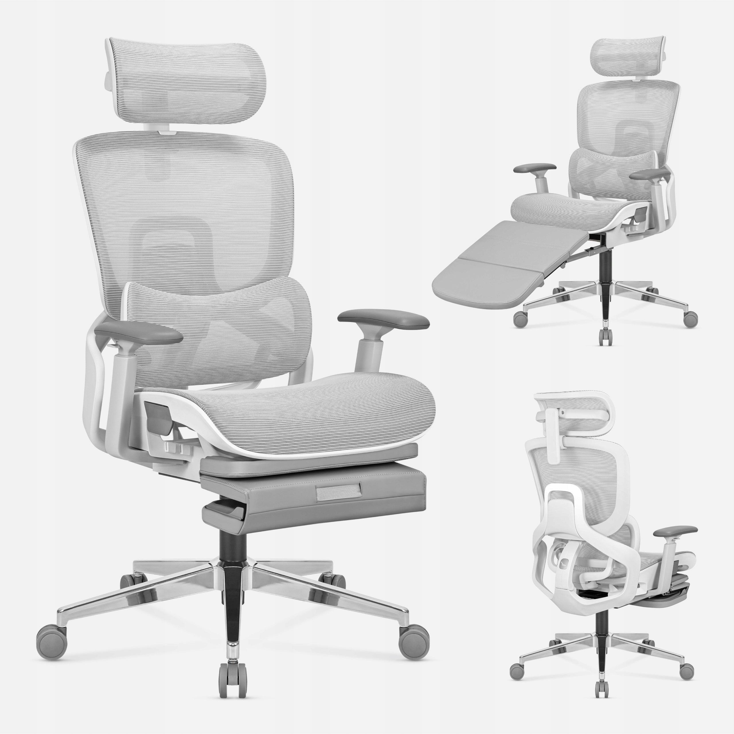 Ergonomic office chair MARK ADLER grey swivel adjustable footrest
