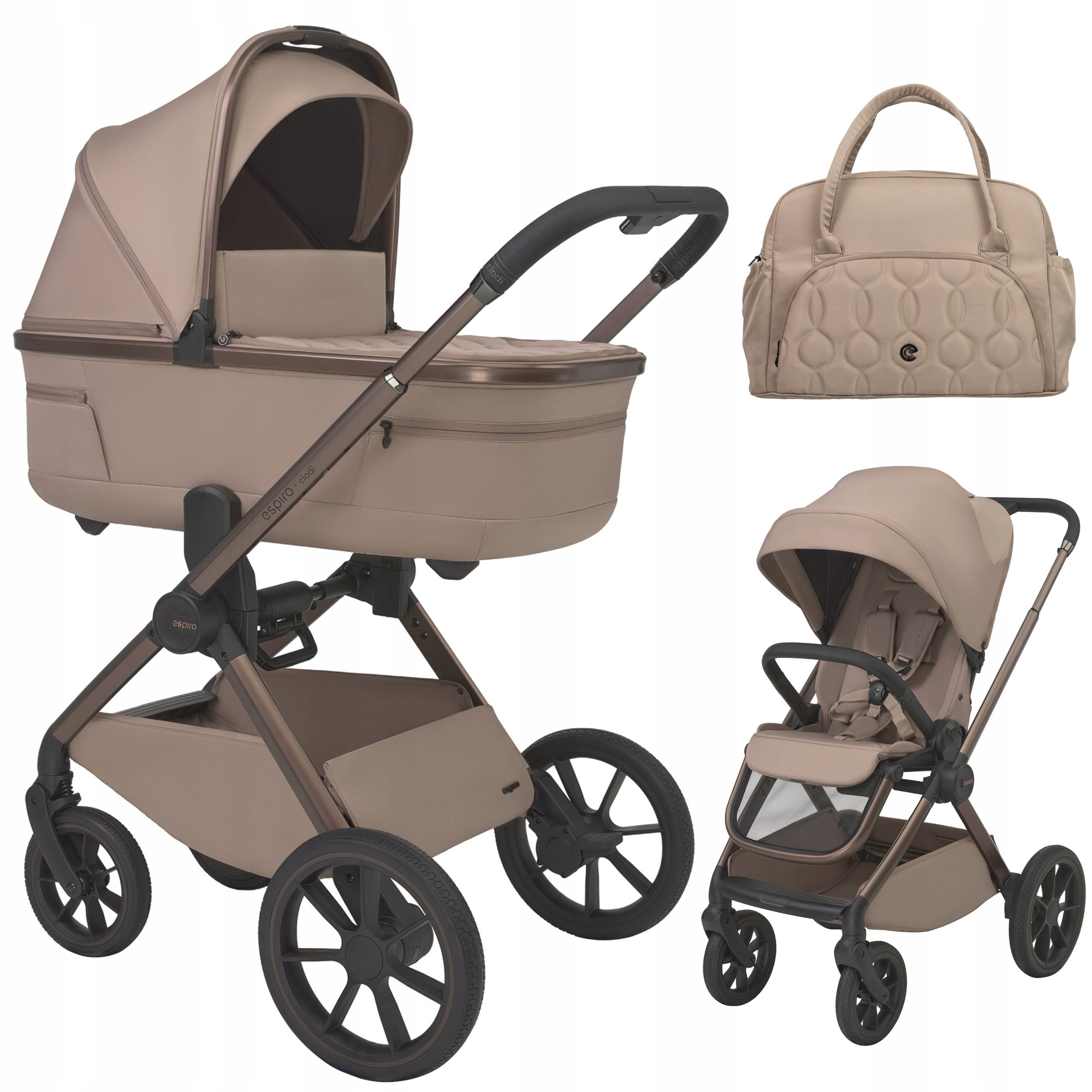 Espiro Clodi 09 Stylish Beige Baby Stroller 2in1 Multifunctional +Accessories
