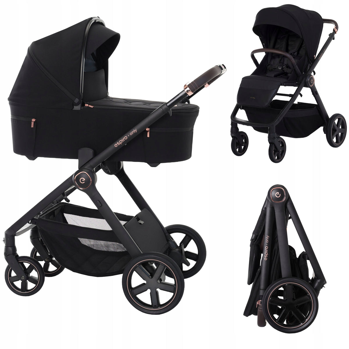 Espiro Only 2025 Deep Stroller 410 Stylish Black