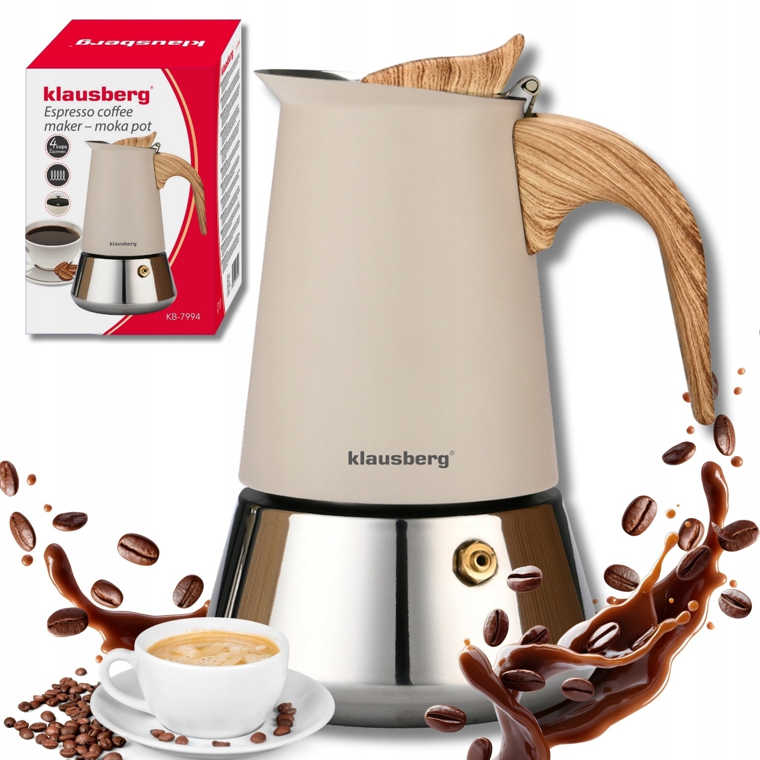 Espresso Coffee Maker Stainless Coffee Maker 200 ml 4 Cups