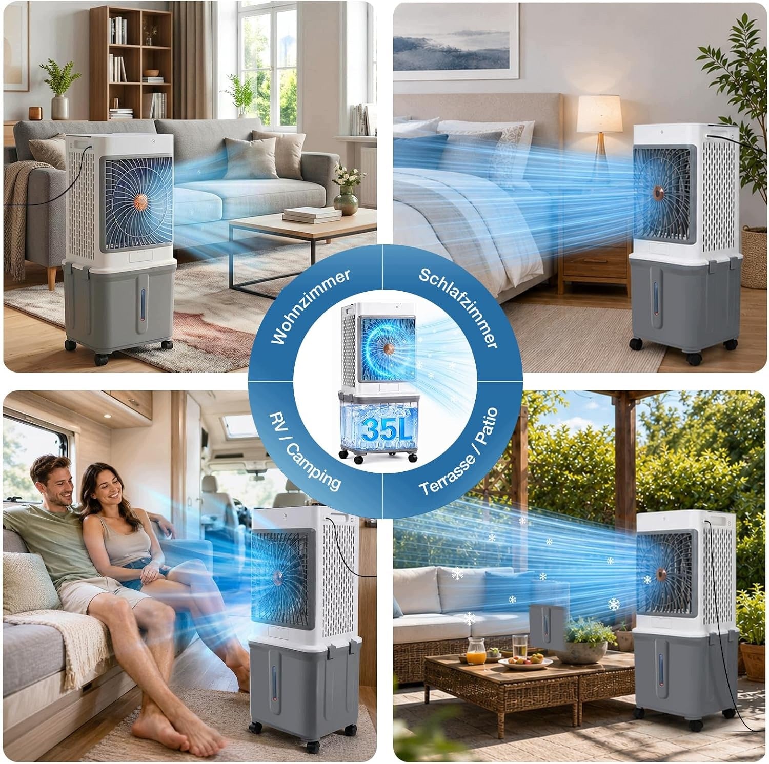 Evaporative Air Conditioner 4in1 32L 85cm 70W Remote Control Touch Oscillation 120° Quiet Packaging status original