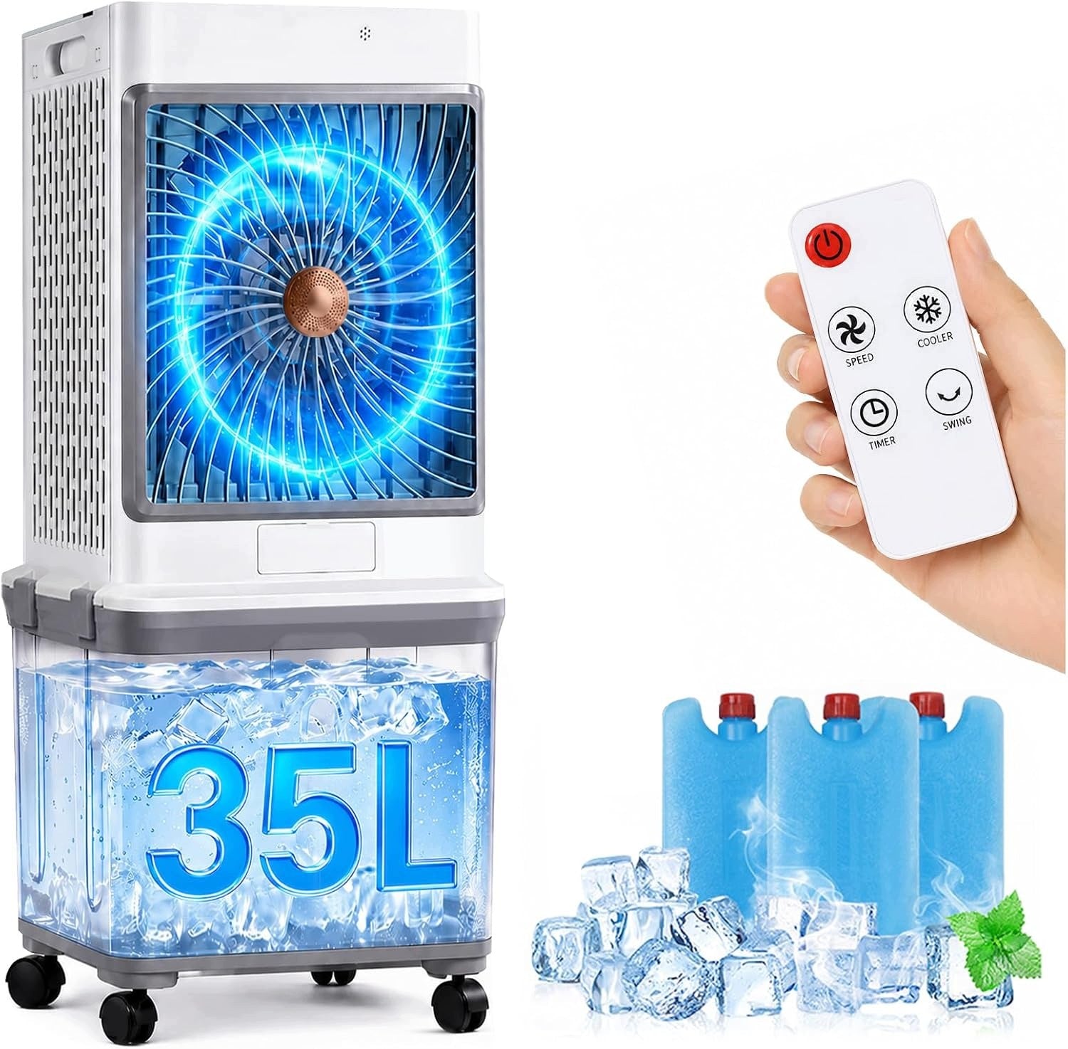 Evaporative Air Conditioner 4in1 32L 85cm 70W Remote Control Touch Oscillation 120° Quiet