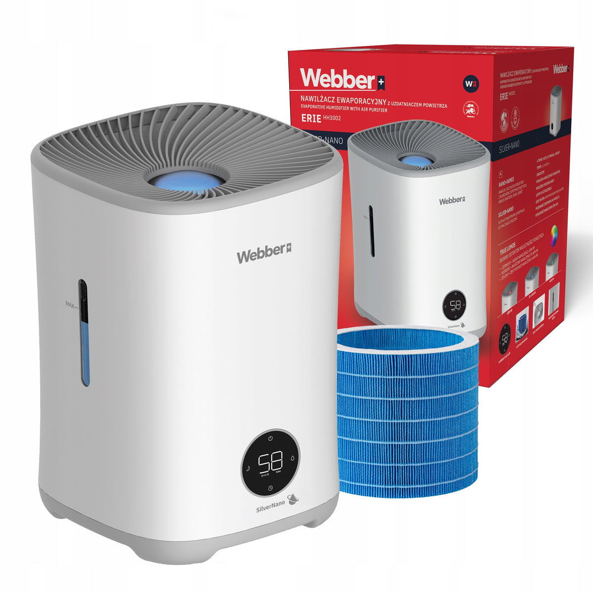 Evaporative humidifier Webber HH3002 30m² ionization 3L 300 ml/h SilverNano