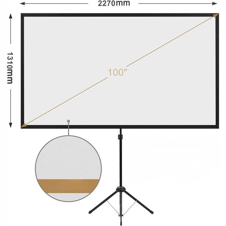 Excelimage Projection Screen 100" Tripod 4K Portable Outdoor Bag Packaging status original