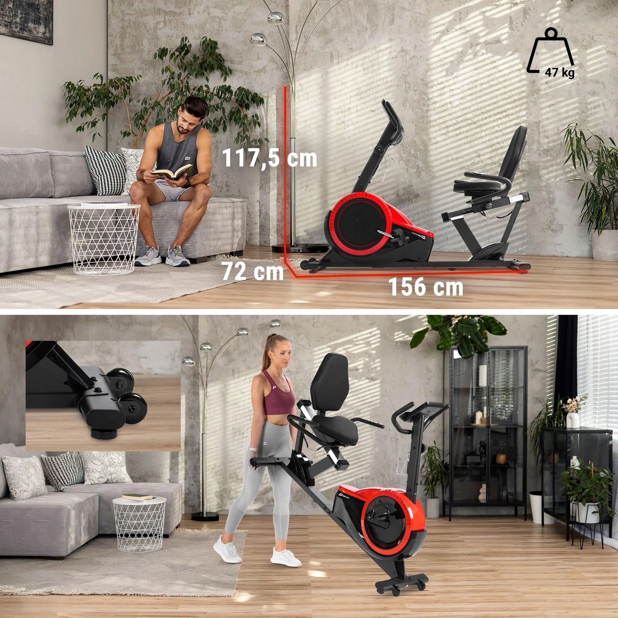 Exercise Bike Magnetic Horizontal Reclining Bike Stationary Pulse Packaging status original