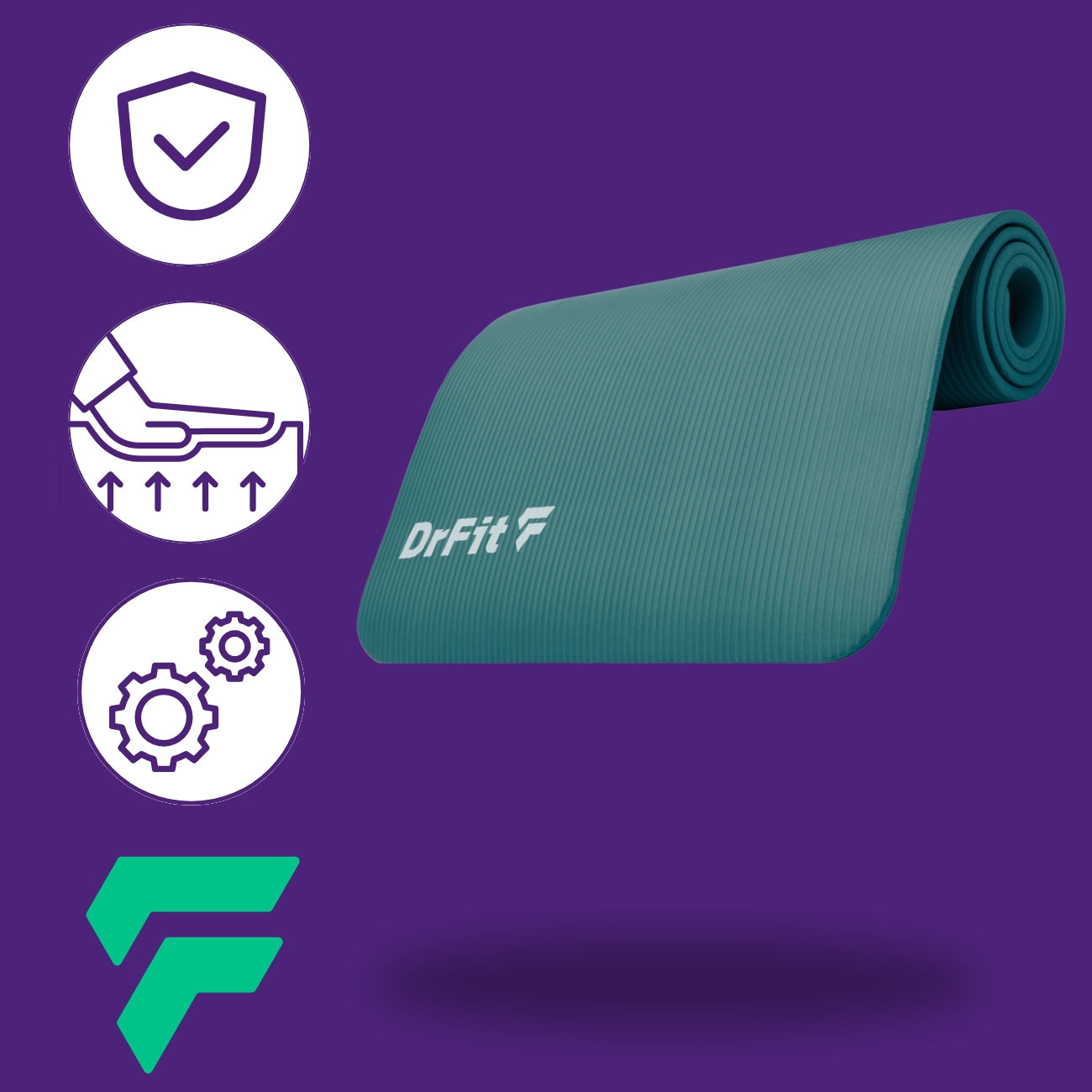 Exercise Mat Fitness Yoga Thick 1cm Strong Comfortable Non-Slip Green Packaging status original