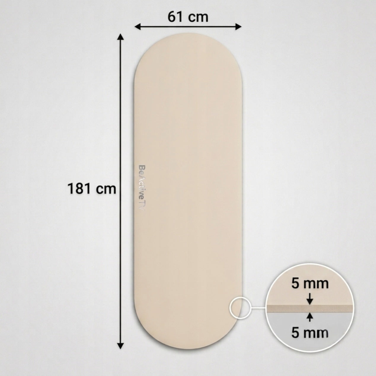 Exercise Mat Non-Slip Oval2 181x61cm Yoga Pilates Fitness Premium Brand no brand