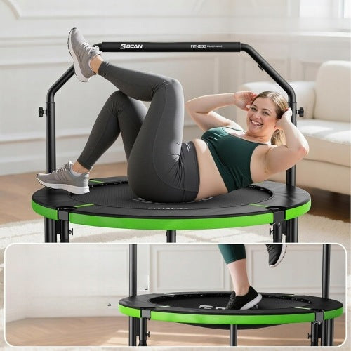 Exercise Trampoline Fitness BCAN 102 cm 150 kg Folding Adjustable Handle Manufacturer code SKŁADANA TRAMPOLINA Z DRĄŻKIEM 102CM ZIELONY
