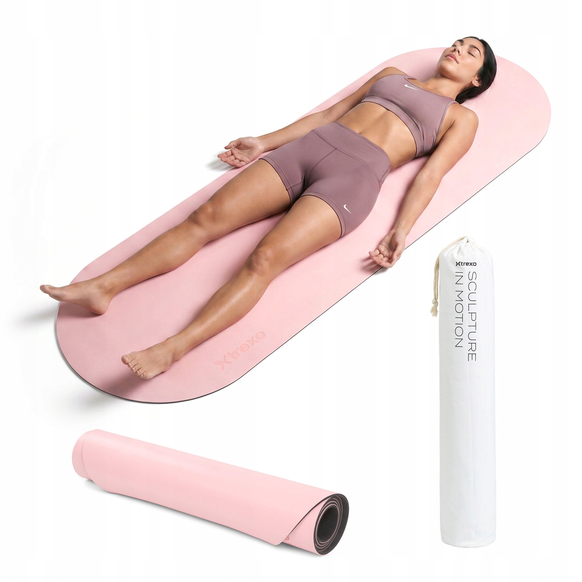 Exercise and yoga mat XTREXO SCULPT rounded 183 x 61 cm pink FITNESS