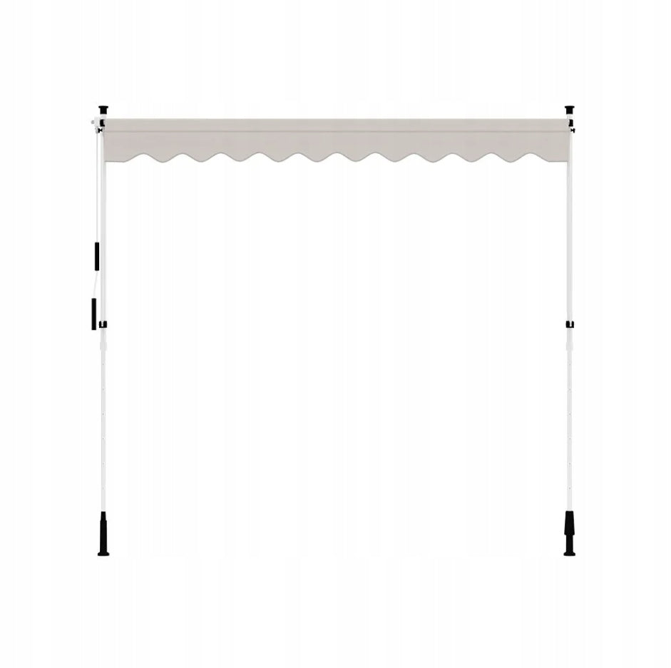 Expandable balcony terrace awning 395x120 cm cream with white frame Packaging status original