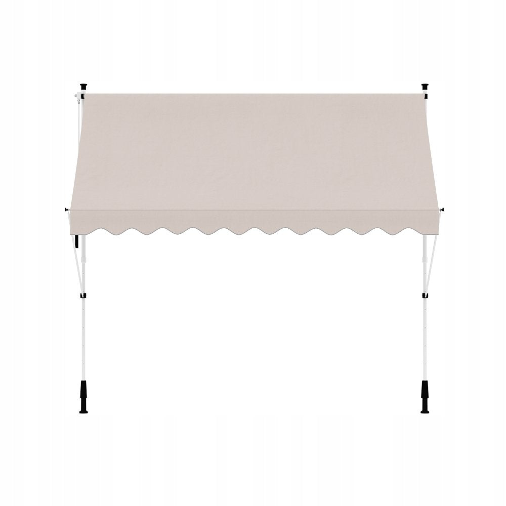 Expandable balcony terrace awning 395x120 cm cream with white frame
