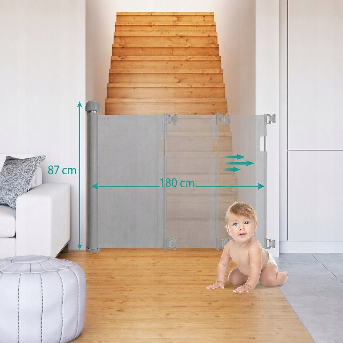 Expandable door gate staircase up to 180 cm grey Grey Brand no brand